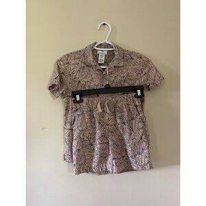 Tommy Bahama Boys Size 7 Tan 2 Piece Set Shirt Shorts Palm Leaves Button Up